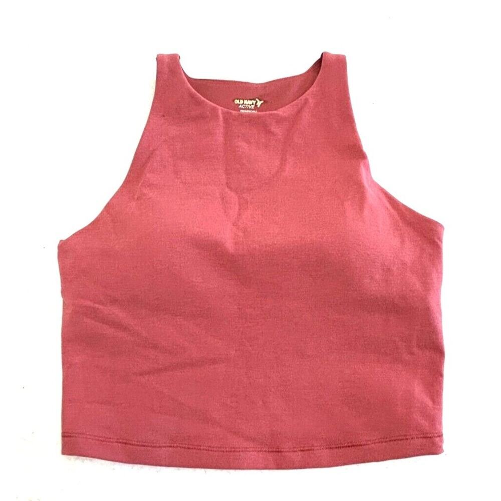 Old Navy Cropped Tank Women's Active PowerChill with Bra Rust Orange Small NWOT